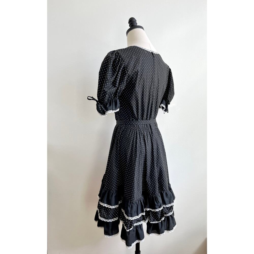 Vintage 50s Polka Dot Prairie Dress | Rockabilly Square Dance | Puff Sleeve | M - Picture 4 of 6